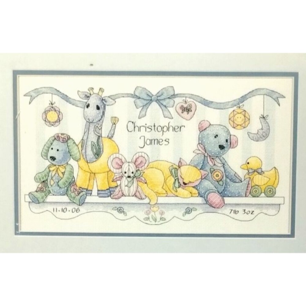 Dimensions Baby Hugs Baby's Friends Birth Record  Counted Cross Stitch Kit 14x8
